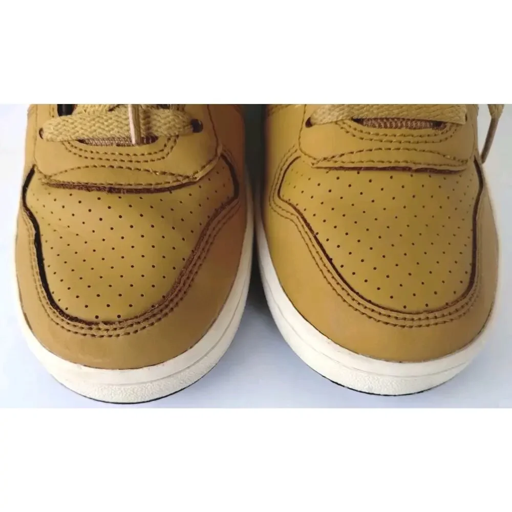 Nike Youth 4Y Court Borough Mid GS Wheat/Gold Athletic Hi-top B-ball Sneakers